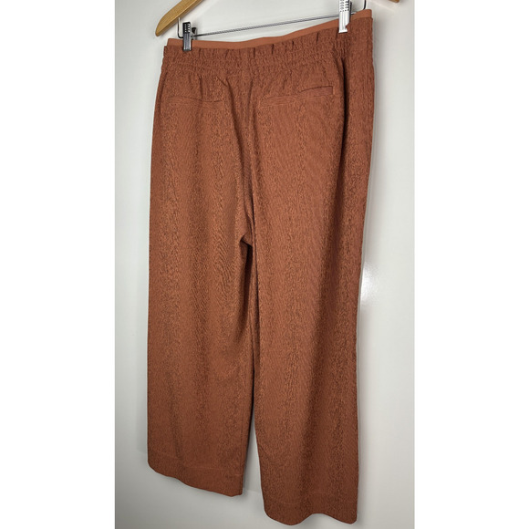 Athleta Echo Wide Leg Crop Pants Woman's Size 12 Orange Ribbed Stretchy Pockets - Picture 9 of 10